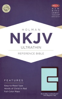 NKJV Ultrathin Reference Bible, Brown/Blue LeatherTouch with Magnetic Flap