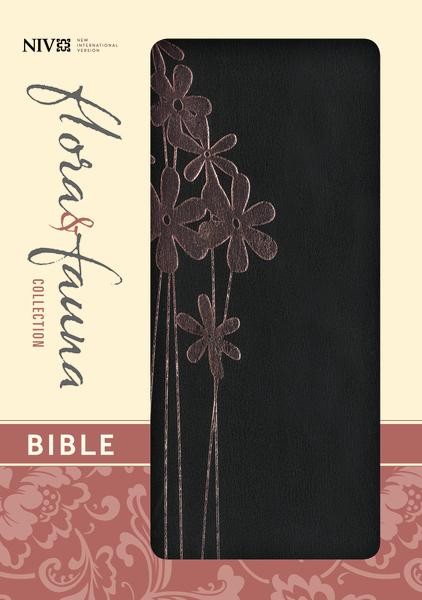 Holy Bible: New International Version, Black / Pink Flower Italian Duo-Tone, Small Print