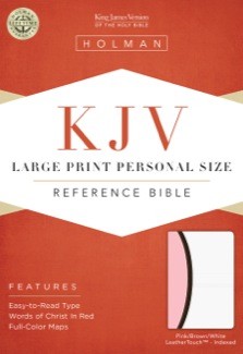 KJV Large Print Personal Size Reference Bible, White/Pink/Dark Brown LeatherTouch Indexed