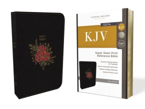 KJV Holy Bible, Super Giant Print Reference Bible, Deluxe Black Floral Leathersoft, Thumb Indexed, 43,000 Cross References, Red Letter, Comfort Print: King James Version