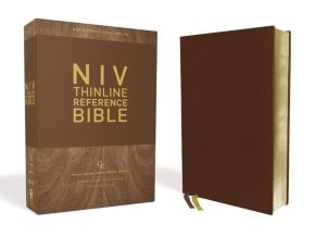 NIV, Thinline Reference Bible, Genuine Leather, Buffalo, Brown, Red Letter, Art Gilded Edges, Comfort Print