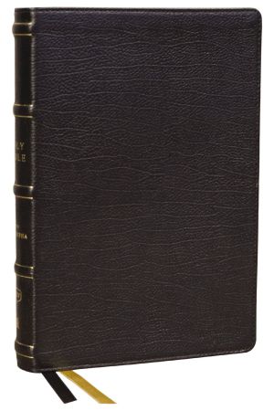 KJV, Center-Column Reference Bible with Apocrypha Genuine Leather, Black, 73,000 Cross-References, Red Letter, Comfort Print: King James Version