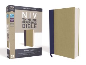 NIV, Thinline Reference Bible, Large Print, Cloth over Board, Blue/Tan, Red Letter, Comfort Print
