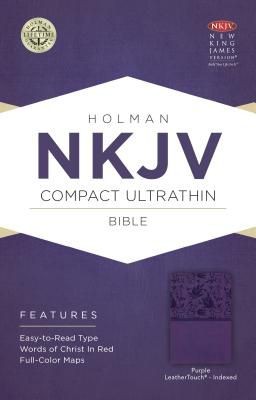 NKJV Compact Ultrathin Bible, Purple LeatherTouch, Indexed
