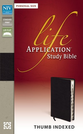 NIV, Life Application Study Bible, Personal Size, Bonded Leather, Black, Indexed, Point size is 8.5