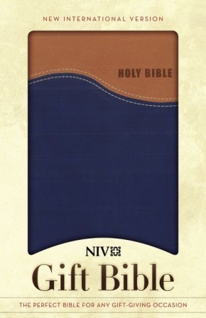 NIV, Gift Bible, Leathersoft, Tan/Blue, Red Letter Edition