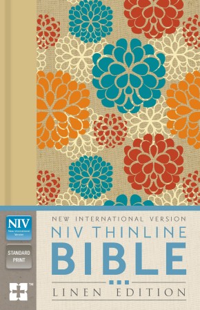 NIV, Thinline Bible, Linen Edition, Hardcover, Tan/Blue/Red Linen, Red Letter Edition