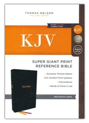 KJV Holy Bible, Super Giant Print Reference Bible, Black, Genuine Leather, 43,000 Cross References, Red Letter, Comfort Print: King James Version