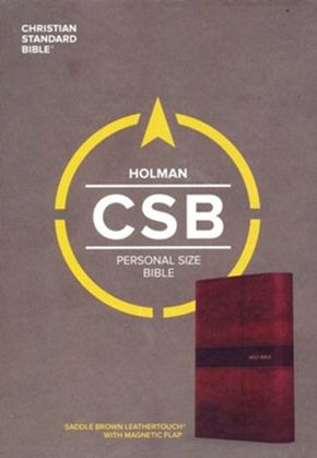 CSB Personal Size Bible, Saddle Brown LeatherTouch with Magnetic Flap